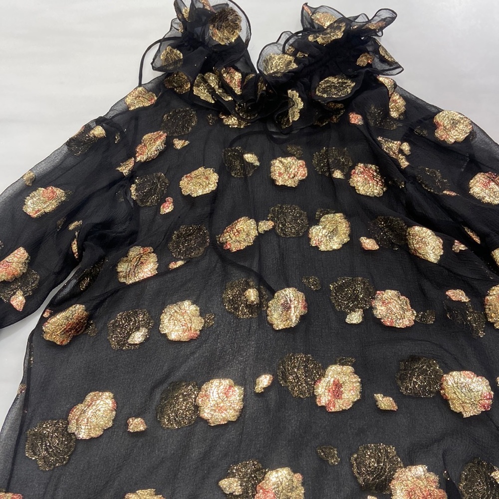 Silk chiffon tie neck blouse